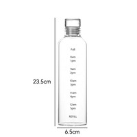 Bouteille d'eau en verre borosilicate transparente de qualité alimentaire avec marqueur de temps, simple paroi, 500 ml, 750 ml, avec couvercle – Vente en gros