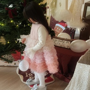Tongxingyuan Girls Woolen Cake Dress Long Sleeve Autumn Winter Casual Purple Star River - Product Image 2