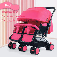 JXB Nouveau design Poussette double pliable pour bébé avec grand panier de rangement et possibilité de s'asseoir et de s'allonger dans les deux sens
