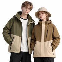 Ensemble de veste bomber unisexe personnalisé 3 en 1, imperméable, à capuche, pour la randonnée et le camping en hiver, 2 pièces, doublure en polaire, manteau d'extérieur