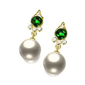 Fashion Pearl Earrings Cubic Zircon Stud Earring Women Wedding Gift For Girl Wholesale Jewelry