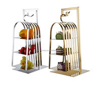 Supports à gâteaux pour le thé de l'après-midi dorés à 3 niveaux cage à oiseaux buffet à cupcake pour mariage fantaisie cage à oiseaux décorative