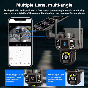 Ống kính kép 2K không thấm nước Dome CCTV Camera an ninh wifi pin năng lượng mặt trời Powered phát hiện con người với 2 màn hình báo động - Product Image 3