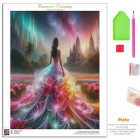 Kit de Peinture Diamant Chenistory Robe de Mariée Colorée Décoration Murale Maison Cadeau DIY Paysage Complet Rond