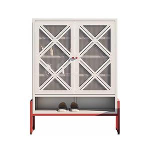 Armoire à chaussures <span class=keywords><strong>murale</strong></span> à 2 portes en acier, fine vitrine en métal, étagère à chaussures pour salon, sous-sol, chambre, placard <span class=keywords><strong>et</strong></span> couloir, vente en gros - Product Image 1