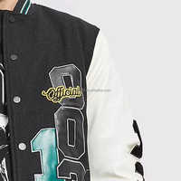 Chaqueta Varsity Personalizada para Hombre, Estilo Letterman, Mangas en Contraste, Bordado, Parches de Chenille, Estampado Gráfico, Botones a Presión, Ropa Urbana, Venta al Por Mayor