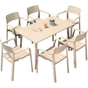 Commercial Round Square Dining Table Set 6 Chairs Morden Aluminum Restaurant Dining Table Set