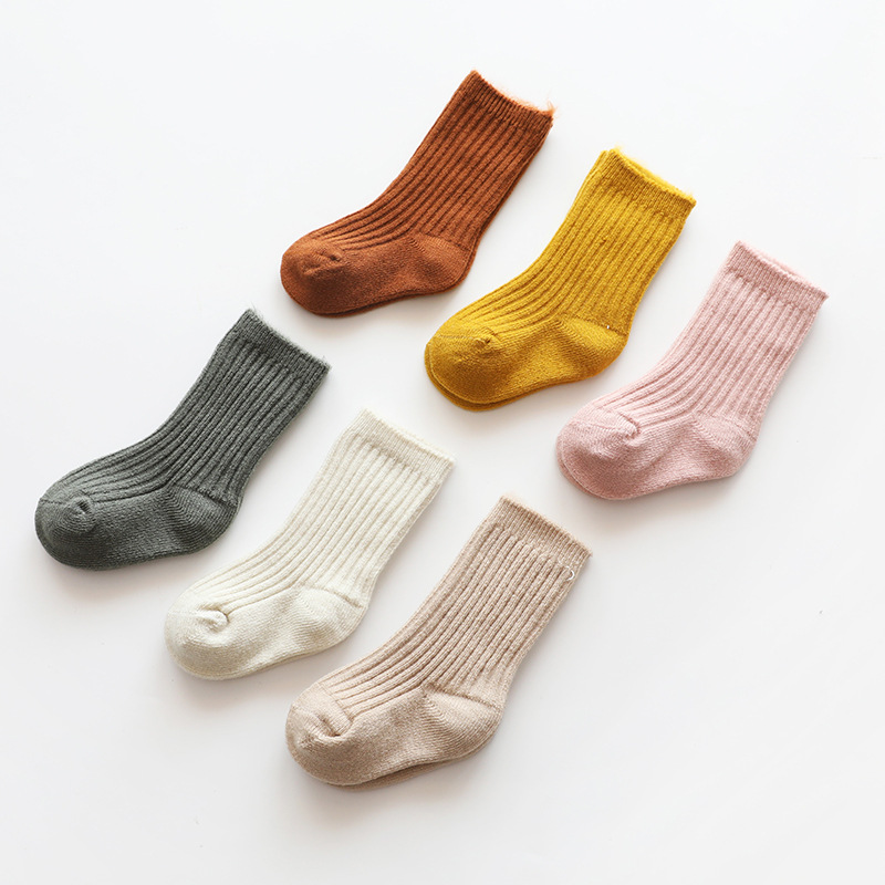 Winter cotton sock kid infant solid color Thicken baby socks