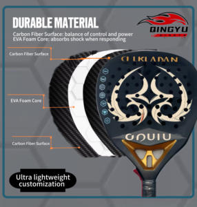 Fábrica de alta calidad personalizada Kuikma Print Padel Pro Eva Grip raqueta de <span class=keywords><strong>tenis</strong></span> 12K 18K raquetas deportivas de fibra de carbono con forma de LED - Product Image 4