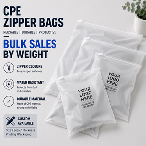 Custom Logo Printed Security Matte Frosted Zipper Top PE Plastic Apparel Packaging <b>Bags</b> for Underwear Socks Shoes Belts - Product Image 1