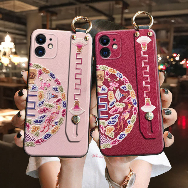 Wristband Case for 11 Pro Animal Design Oil Painted Shockproof Ancient Style Full-Body 17 National Trend Retro Protective Case