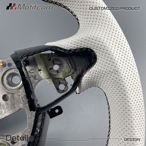 Volante de Fibra de Carbono Personalizado con Empuñaduras de Cuero Blanco para Hyundai Elantra N I20N I30N N-line N-Series 2018-2026 - Product Image 4