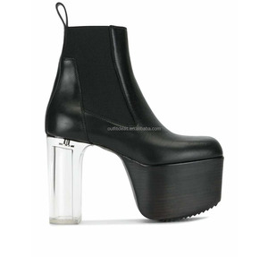 Botas de Tacón Alto Transparentes Unisex para Hombre, Lido Minimal Grill Beatle, 130 mm, Botas Chelsea de Cuero Genuino, Botas de Plataforma de Cuero - Product Image 1