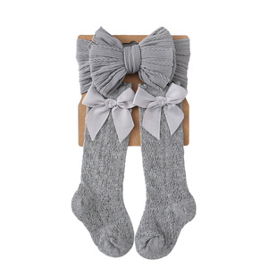 Novo Conjunto de Meias e Faixa de Cabelo Trançada para Crianças, Estilo Retrô, Outono/Inverno, Cano Médio, Antiderrapante, Acessórios para Fotografia de Bebês Engatinhando - Product Image 5