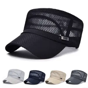 New Summer Mesh Flat Top Hat Unisex Leisure Breathable Sun Shading Hat Summer Outdoor Sun Protection Hat