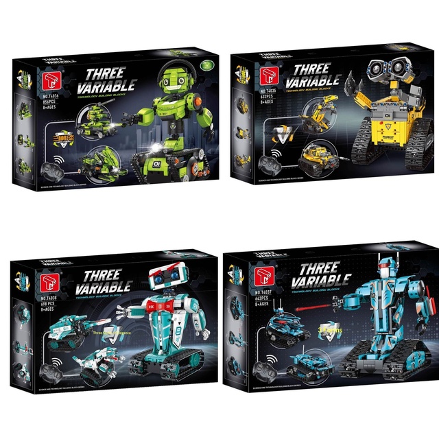 T4035-4038 Remote Control Robot Model Children's Educational ABS Plastic Assembly Building Blocks Science Education