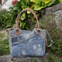Sac fourre-tout en jean vintage personnalisé pour femme, sac bandoulière en denim tendance, sac à main en jean populaire