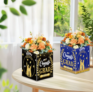 DAMAI Decoraciones para Fiestas de Graduación, Suministros de Embalaje Floral, Caja de Regalo Cuadrada con Gorro de Graduación Dorado para Graduación, Caja de Flores - Product Image 2