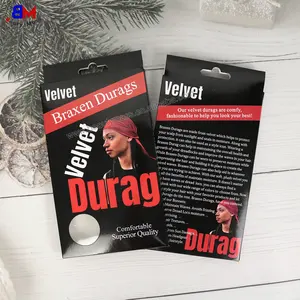 Özelleştirmek özel Logo saten kaput kutusu örgü kaput ipek Durags pencere ile paketleme karton kutu ekran katlanır kaput kutusu