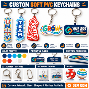 พวงกุญแจโลโก้ PVC สีสันสดใสแบบกำหนดเอง พร้อมลายจุดสีขาวและเส้นคลื่น สำหรับของขวัญส่งเสริมการขายในงานองค์กร รับผลิตแบบ OEM ODM - Product Image 4