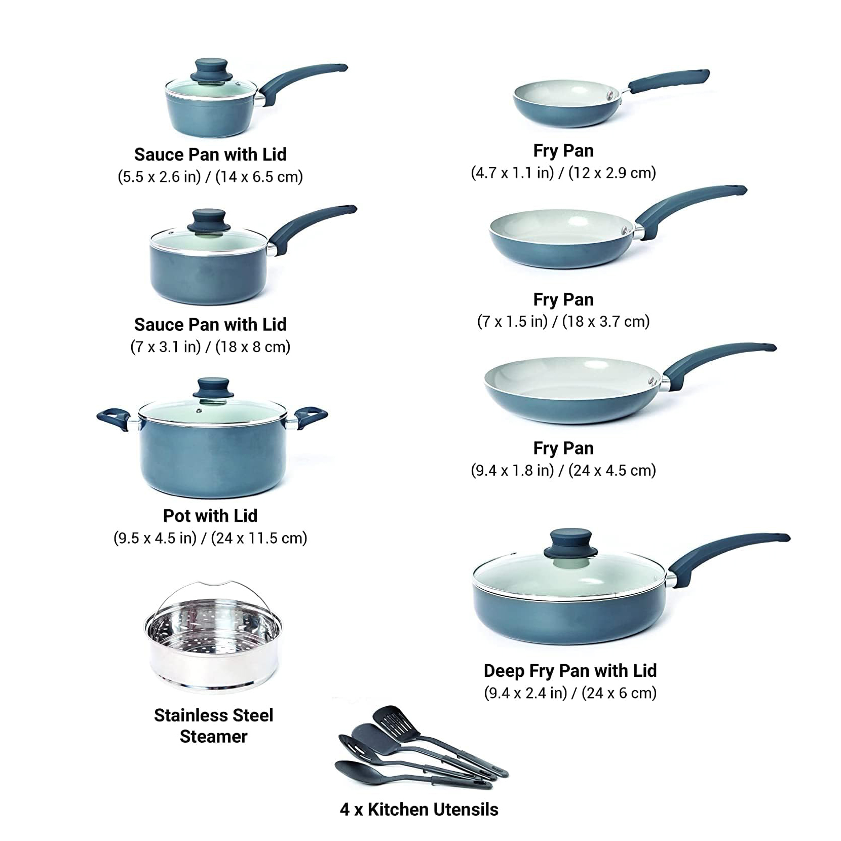 16pcs Light Grey Aluminum Nonstick Cookware Set with Cooking Tools Modern Design Eco-Friendly Multifunctional Metal Kitchenware · image 3