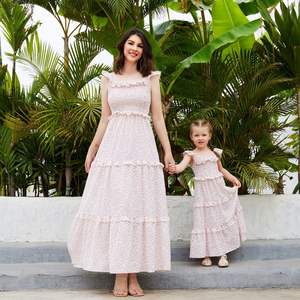 Floral Print Parent-child Dress Holiday Beach Casual Loose <strong>Matching</strong> <strong>Outfit</strong> for Mother <strong>and</strong> <strong>Daughter</strong> - Product Image 2