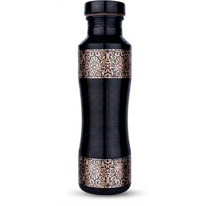 Black <b>Copper</b> <b>Drinking</b> <b>Bottle</b> Vintage Pattern Metal Water Flask Decorative Beverage Container Kitchen Office Gift Collection - Product Image 1