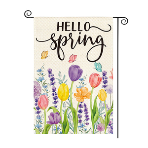 Bandera de Bienvenida de <span class=keywords><strong>Primavera</strong></span> para Jardín, Pancarta Colgante para Decoración de Patio y Terraza con Diseño de Flores Brillantes - Product Image 4