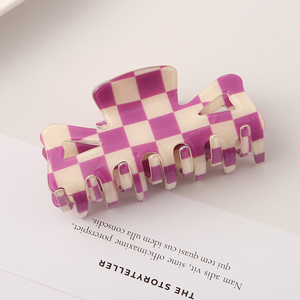 Fermaglio <span class=keywords><strong>a</strong></span> Forma di Artiglio per Bambini Ume OEM |   Materiale in PVC Acetato + Certificato CE |   Acconciatura Rapida in Un Secondo con Motivo <span class=keywords><strong>a</strong></span> Scacchi |   Quotidiano - Product Image 5