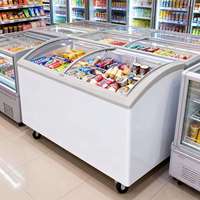 Congélateur horizontal commercial d'occasion en acier inoxydable avec vitrine à crème glacée, refroidissement direct et contrôle numérique pour usage commercial