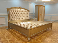 Ensemble de meubles de chambre classique, lit king size de luxe en bois massif avec placards et armoires