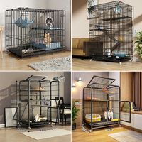 Cage à chat d'intérieur en métal grande taille, multi-niveaux, à monter soi-même, avec espace toilette pour chatons, enclos de jeu pour animaux de compagnie