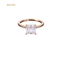Bague en Moissanite taille princesse pour femme, en argent sterling S925, options de pierres de 1 à 5 carats, plaqué or 18 carats, sertissage griffe, bijoux personnalisés