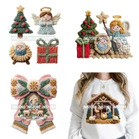 À la mode Faux Fil Crochet Joie Amour Jésus Noël Chrétien Fer sur DTF Transferts Lavables Autocollants Prêt à Presser pour Textiles