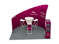 Stand d'exposition modulaire portable incurvé pour salon professionnel, équipement de bannière murale et présentoir de sol