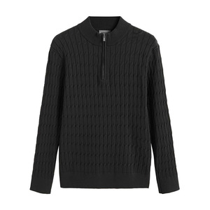 Autumn/Winter <b>Half</b>-Neck <b>Zip</b>-Up Thick Jacquard Sweater <b>Men's</b> Loose Pullover Herringbone Knitted <b>Jacket</b> Trendy All-Match Casual - Product Image 1