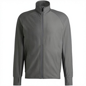 Gym Coat <b>Men's</b> Stretch <b>Long</b>-Sleeved Tracksuit Sports Running Stand Collar Zipper Quick-Drying Cotton/Bamboo Fiber Raised Rubber - Product Image 2