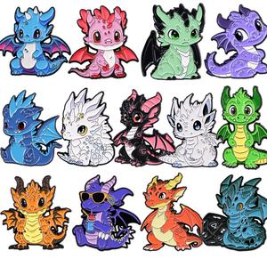 Cute Creative <b>Small</b> Dragon Cartoon Metal Badge Dinosaur Zinc Alloy Silver Plated Oil Drop Brooch <b>Backpack</b> Accessories Pin B-3380 - Product Image 1