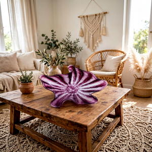 Plato de Cena de Cerámica con Forma de Flor Púrpura Pulida de Shri Govind International, Porcelana Irregular Decorativa para el Hogar y Bodas - Product Image 1