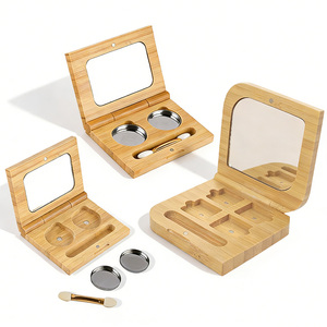 Palette de fards à paupières en bambou écologique personnalisable, simple, double ou quadruple couleur, étui de maquillage fait main, vente en gros, directement de l'usine - Product Image 2