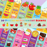 Marcadores de Papel con Diseño de Frutas de Dibujos Animados, 30 Piezas, Aromatizados, Impresos con UV, para Niños y Estudiantes, Bonitos y Reutilizables, Regreso a Clases
