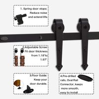 Kits de quincaillerie pour porte de grange pliante contemporaine à montage frontal, robuste, en acier au carbone, épaisseur 6 mm, capacité 120 kg, facile à installer