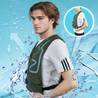 Gilet de refroidissement à circulation d'eau à commande numérique avec ventilateur à 3 vitesses, hygrostat réglable et faible bruit pour utilisation en extérieur (alimenté par USB)
