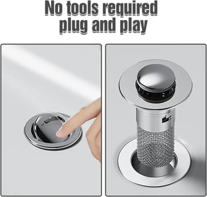 Thiết kế hiện đại bồn rửa phòng tắm cắm pop-up lưới với phổ lõi cống lọc thép không gỉ Chrome mạ cho vòi hoa sen lưu vực - Product Image 5