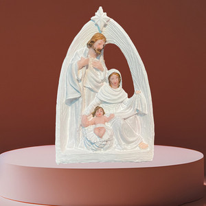 KOMI Noël Polyrésine Crèche Nativité Artisanat Religion Sainte Famille Résine Artisanat Cadeau <span class=keywords><strong>Joseph</strong></span> Marie Jésus en Crèche Décoration de La Maison - Product Image 3