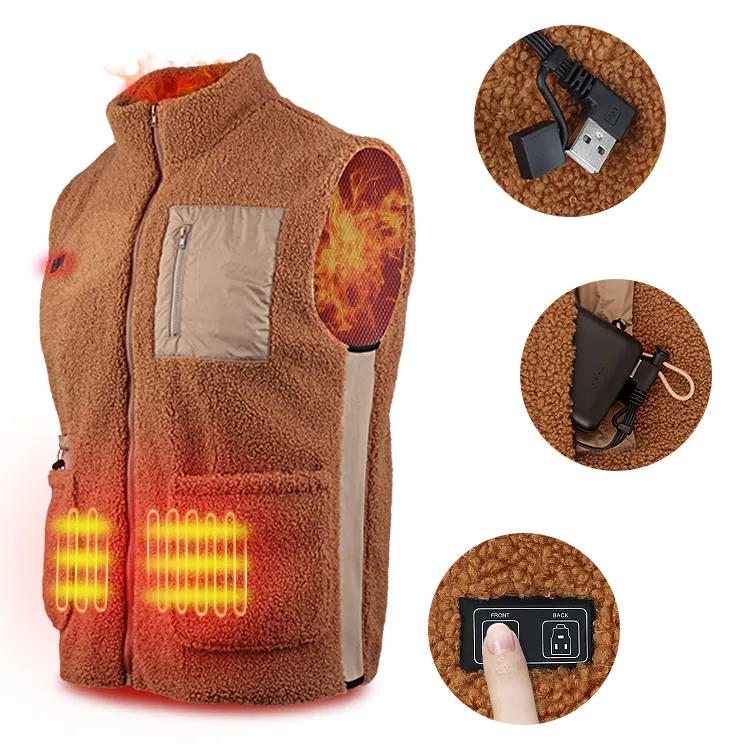 Vinmori – gilet polaire 5 zones chauffantes, gilet chauffant à batterie Rechargeable pour hommes et femmes