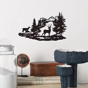 Exquisito Art <span class=keywords><strong>Deco</strong></span> Deer Metal decoración de pared corte láser bosque Animal Metal arte para decoración del hogar colgante Metal artesanía - Product Image 6
