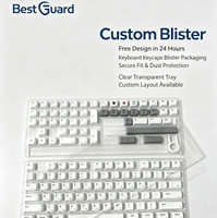 Bandeja de Almacenamiento Personalizada de PET Transparente con Múltiples Compartimentos para Teclas de Teclado Mecánico, Embalaje para Venta al por Menor