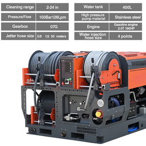 AMJET 150BAR32GPM Buse rotative de <span class=keywords><strong>jet</strong></span> d'égout de Chine Jetter de vidange Machine à <span class=keywords><strong>jet</strong></span> d'eau de vidange de tuyau de vidange de moteur à essence Nettoyage de vidange - Product Image 3