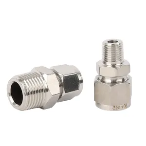 Paslanmaz çelik altıgen vida çift halka düz bağlantı parçaları 6mm 8mm 10mm 12mm tüp 1/8 "1/4" 3/8 "1/2" erkek konu eklem birliği